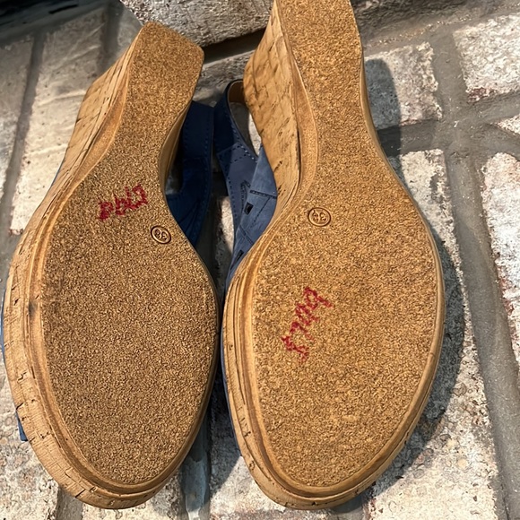 🔷️ Spring Step 🔷️ BLUE Leather Slingback Wedge Sandel SIZE 38 - Picture 7 of 8